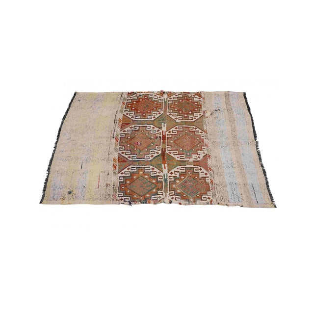 Embroidered Decorative Kilim Rug - 4`9″ X 5`5″ Ft. For Sale - Image 4 of 6