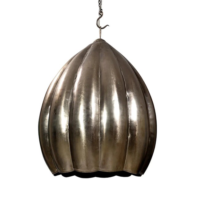 Nickel Pumpkin Pendant Light For Sale - Image 4 of 5