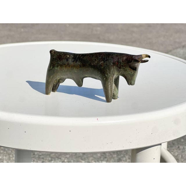 Handcrafted Bronze Bull Sculpture with Green Patina, 1930s For Sale - Image 10 of 12