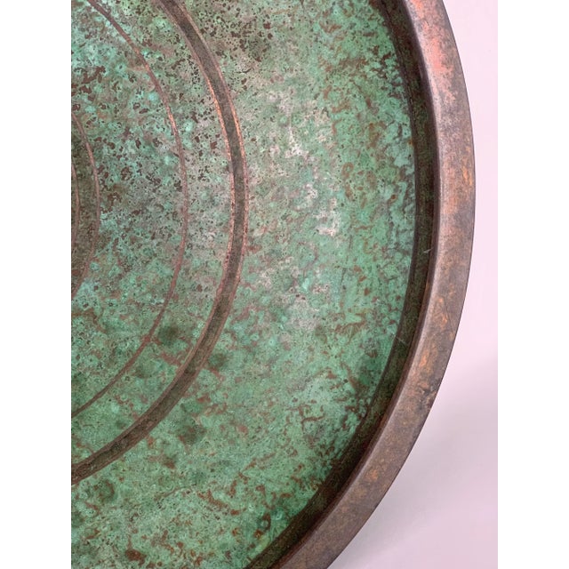 Carl Sorensen 1920’s Art Deco Carl Sorensen Large Verdigris Green Bronze Charger, Signed For Sale - Image 4 of 12