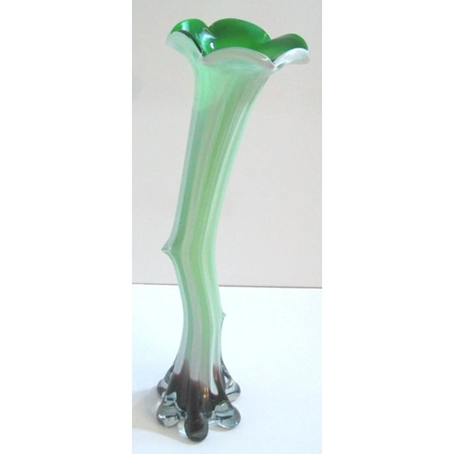 Italian Vintage Art Glass Purple and Green Decorative Vase For Sale - Image 3 of 5