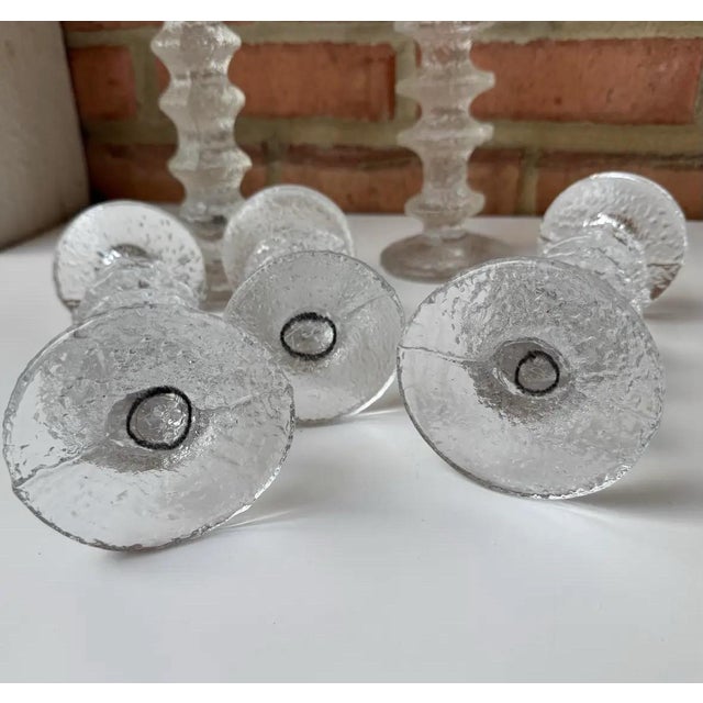 Vintage Textured Festivo Glass Candle Holders by Timo Sarpaneva for Iittala, Set of 5 For Sale - Image 12 of 12