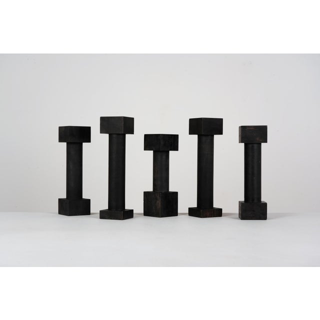 Black Postmodern Candlesticks from Jérôme Thermopyles, 1980, Set of 5 For Sale - Image 8 of 8
