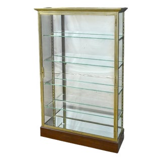 Brass Display Case with Mirrored Back, Early 20th Century For Sale