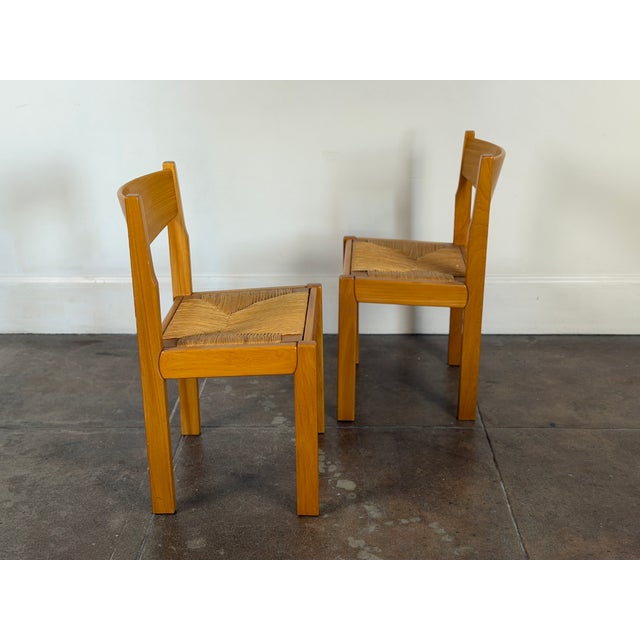Mid-Century Modern Vintage Pair of Maison Regain Elm Dining Chairs For Sale - Image 3 of 3