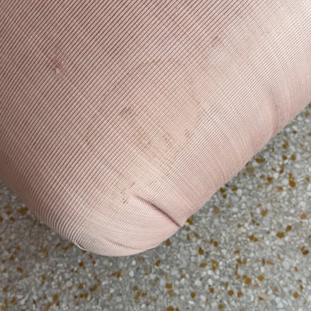 Blush-Upholstered Brass-Based Soufflé Ottoman Poufs by Marge Carson Circa 1986 - A Pair For Sale - Image 12 of 12