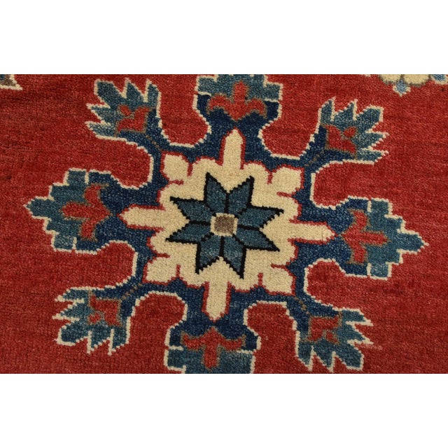 Kazak Rug 8’2” X 9’10” Red Wool Hand-Knotted Oriental Carpet For Sale - Image 4 of 7