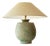 Large Pistachio Green Ceramic Table Lamp with Silk Lampshade attributed to R. Houben, 1970s For Sale