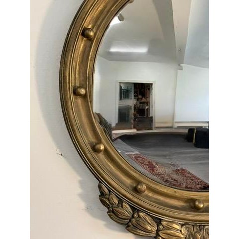 Antique Federal Style Convex Eagle Mirror – Original Giltwood Finish, Early 20th Century For Sale - Image 4 of 10