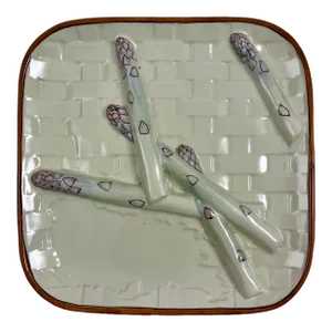 Émile Gallé St Clément Art Nouveau Trompe l'Oeil French Asparagus Plate, 1870