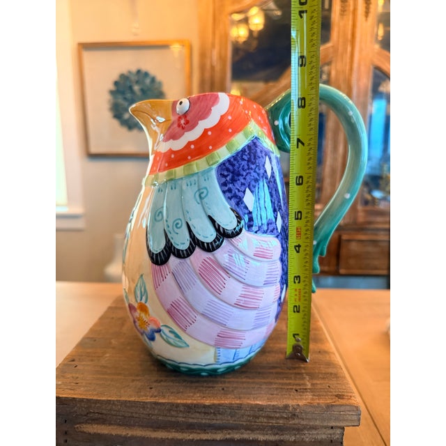 Fitz and Floyd 1990s Fitz and Floyd Gypsy Chicks Whimsical Pitcher For Sale - Image 4 of 10