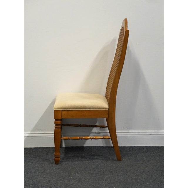 Late 20th Century Singer Furniture Solid Pecan Italian Mediterranean Style Cane Back Dining Side Chair For Sale - Image 5 of 12