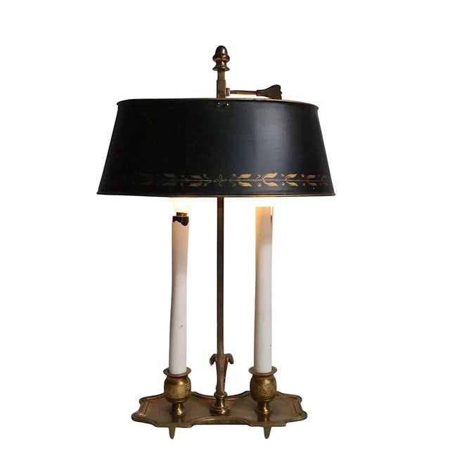 French Diminutive Two Light Bouilotte Lamp Made in Italy C 1920/60's For Sale - Image 3 of 8