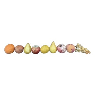 Vintage Italian Hand-Carved Marble Assorted Fruits - Realistic Decoys - Set of 9 For Sale