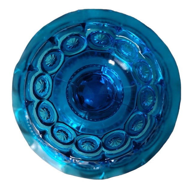 1960's Blue l.e. Smith Moon and Stars Pedestal Compote For Sale In Dallas - Image 6 of 6