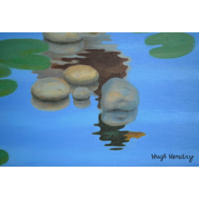 Textile Mallard Ducks in Pond With Lily Pads, Horizontal Landscape by Hugh Hendry For Sale - Image 7 of 10