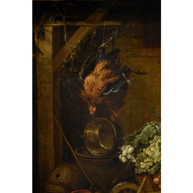 Adriaen De Gryef, Courtyard with Animals, 1690, Oil on Canvas For Sale - Image 11 of 14