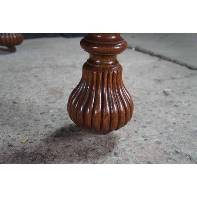 Brown Antique American Arts & Crafts Quartersawn Oak Barley Twist Dining Table Extends For Sale - Image 8 of 18
