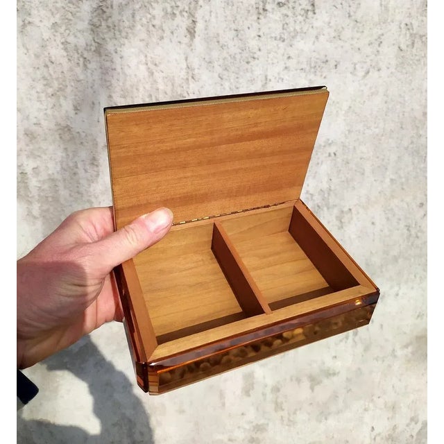 Wood Vintage Pink Crystal Box attributed to Pietro Chiesa for Fontana Arte, 1940s For Sale - Image 7 of 8