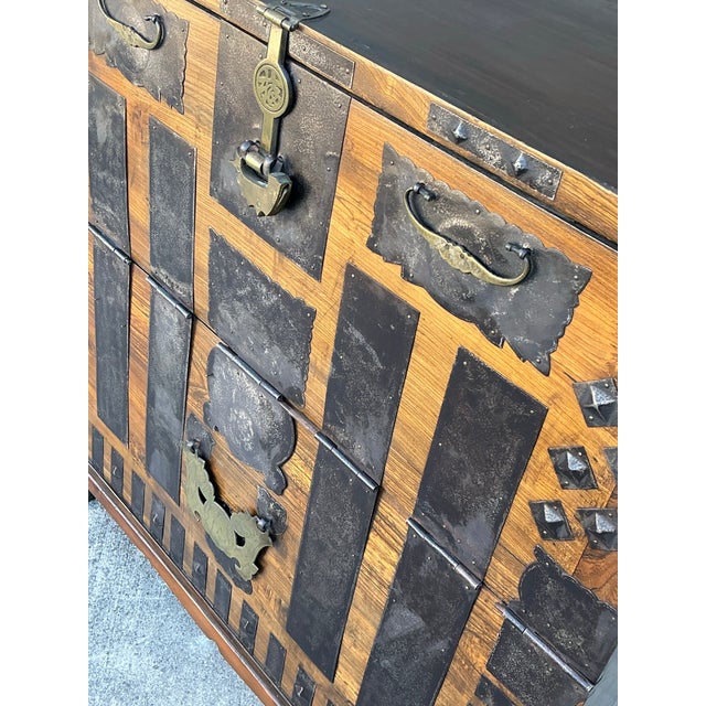 Vintage Asian Hammered Hardware Tansu Cabinet For Sale - Image 11 of 12