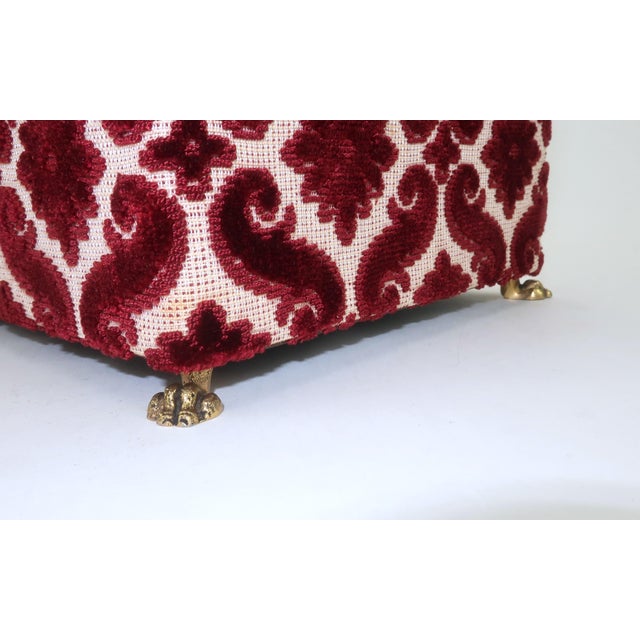 Vintage Italian Leather & Ruby Red Cut Velvet Jewelry Box For Sale - Image 4 of 15