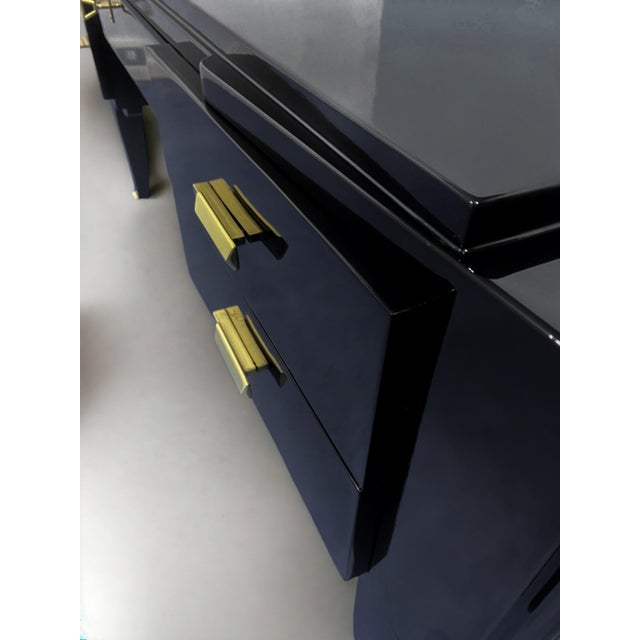 French Art Deco Black Lacquered Executive Desk, 1930s For Sale - Image 6 of 18