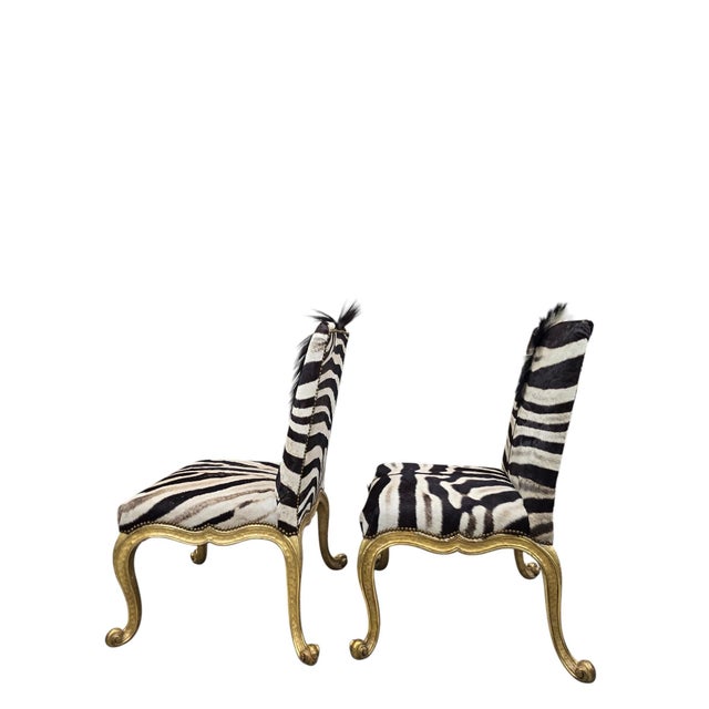 Vintage French Rococo Style Giltwood Side Chairs Newly Reupholstered - Pair For Sale - Image 11 of 12