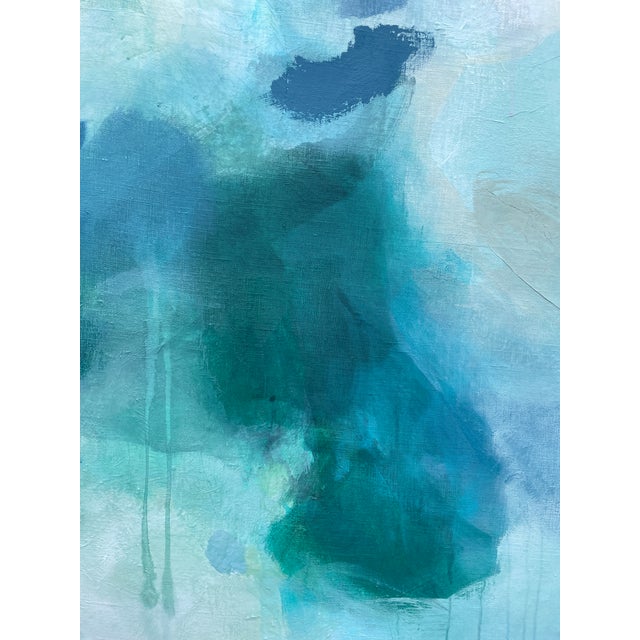 “But Still, You” Large Lyrical Abstraction Diptych Painting in Ethereal Greens and Blues by Stacey Warnix For Sale In Austin - Image 6 of 16