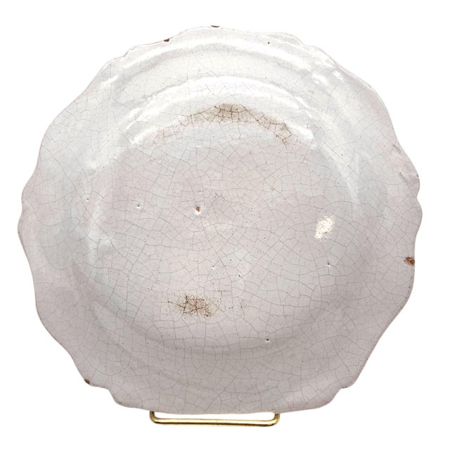 19th-Century French Provincial Faience Hand-Painted Scalloped Plate For Sale - Image 4 of 10