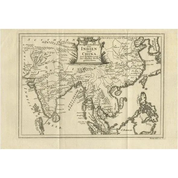 Mid 18th Century Antique Map of Southeast Asia by Van Dùren, 1752 For Sale - Image 5 of 5