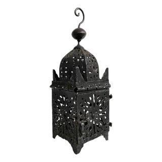 Small Kasbah Vintage Moroccan Iron Lantern For Sale