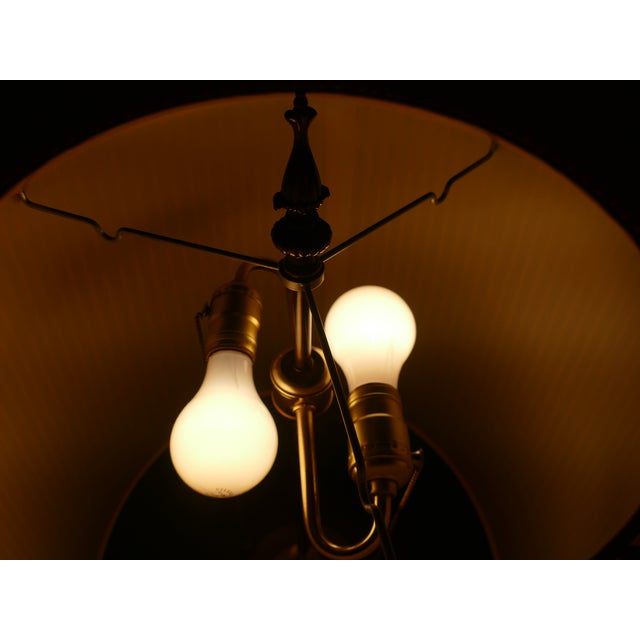 Wood Mid 20th Century Authentic Marbro Monumental Brass Table Lamps With Original Pleated Shades - a Pair For Sale - Image 7 of 18