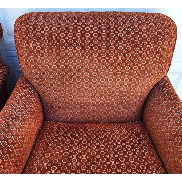 Textile Robert Allen Club Chairs Plush English Pair For Sale - Image 7 of 14