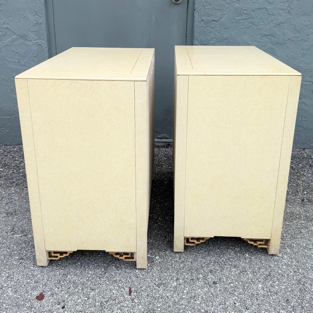 Mid 20th Century Vintage Chinoiserie Cream and Gold Server Cabinets - A Pair For Sale - Image 5 of 12
