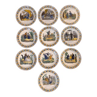 Set of Ten French Creil Faience Plates, Circa 1830 For Sale