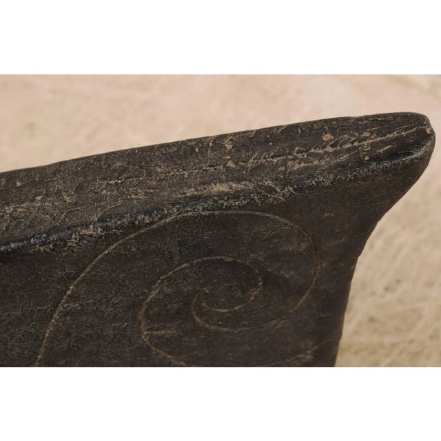 Wood Wave Shaped Swirling Carved Wood Sculptural Boat Prow From Kerala, South India For Sale - Image 7 of 10