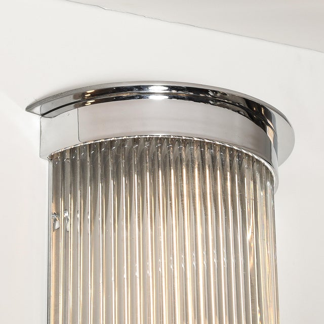 Art Deco Style Chrome & Glass Rod Sconces For Sale - Image 4 of 12