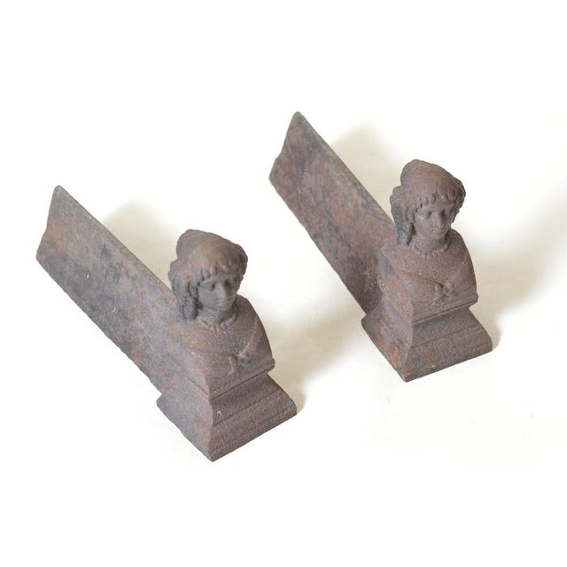 19th Century Cast Iron Andirons, 1890s, Set of 2 For Sale - Image 6 of 9
