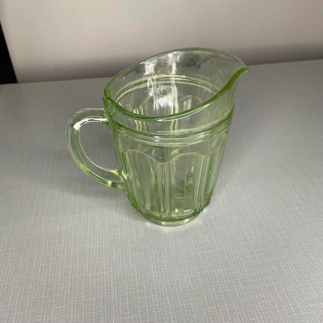 Mid-Century Modern 1930s Small Uranium Glass Pitcher For Sale - Image 3 of 6
