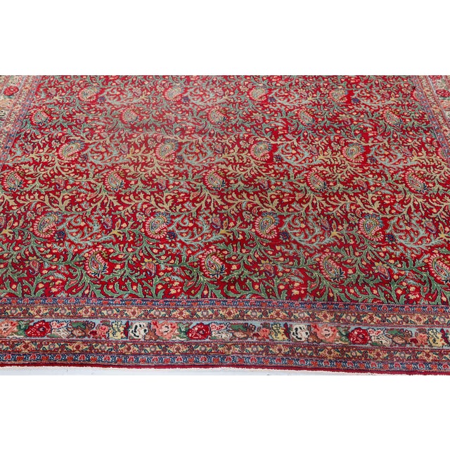 Early 20th Century Persian Tabriz Red Handmade Wool Carpet For Sale In New York - Image 6 of 7