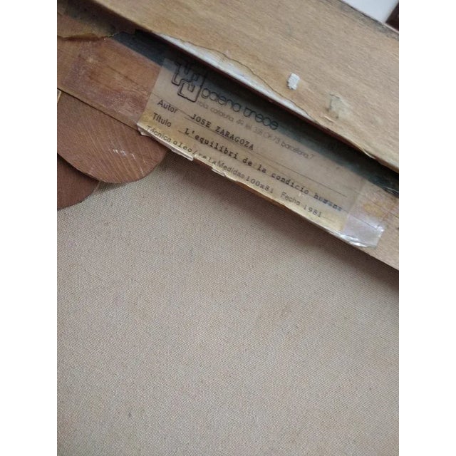 Jose Zaragoza, The Balance of the Human Condition, 1981, Oil on Canvas For Sale - Image 7 of 10