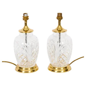 Large Vintage Cut Glass Table Lamps 20th Century, 1980s, Set of 2
