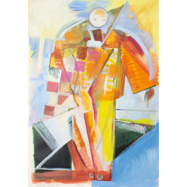A 2000 mixed media painting by the American artist Doris Vlasek-Hails (1938-2004). Titled "Turandot, Timur," this abstract...