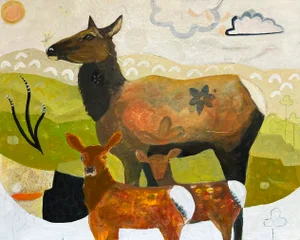 "Proud Mama" Elk With Babies a Painting by LWren Walraven