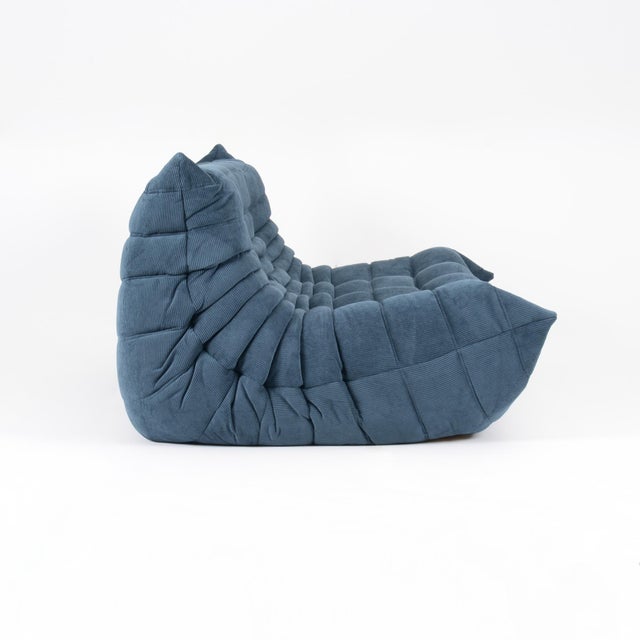 Mid-Century Modern Michel Ducaroy for Ligne Roset - Togo 3-Seater Sofa in Adriatic Blue Corduroy For Sale - Image 3 of 12