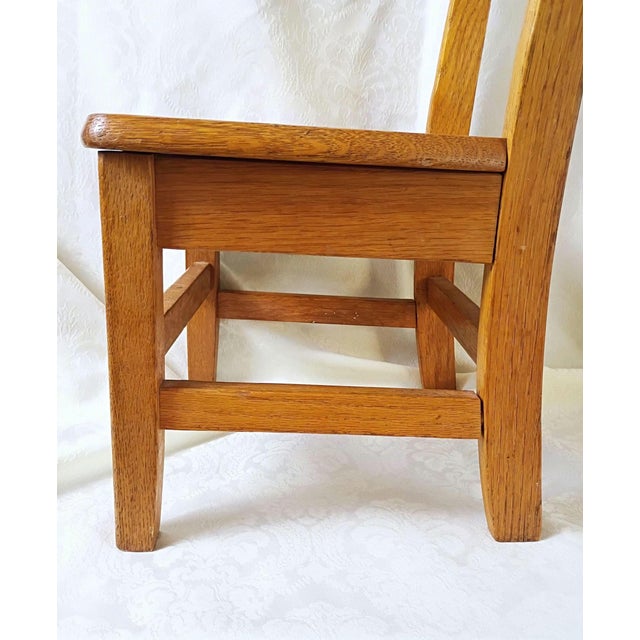 Mid Century Mission Style Wooden School Chair Solid Oak Schoolhouse Kids Playroom Furniture For Sale In Savannah - Image 6 of 10