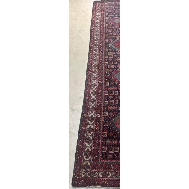Brick Red Vintage Persian Runner Rug – Handwoven Wool, Geometric Tribal Design For Sale - Image 8 of 9