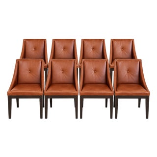 West Elm- Set of 8- Leather Dining Chairs For Sale