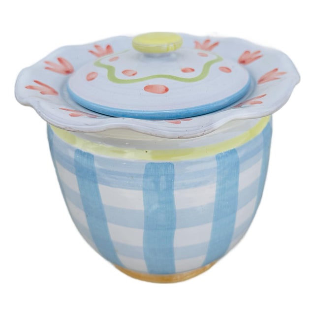 Vintage Lidded Jar in the Style of Mackenzie Childs For Sale