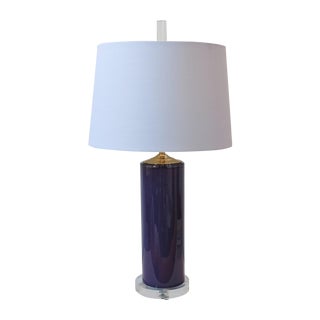 Royal Purple Glass Cylinder Lamp For Sale
